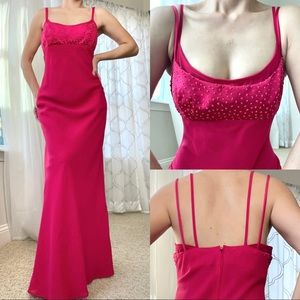 Vtg 90s red berry slip gown
